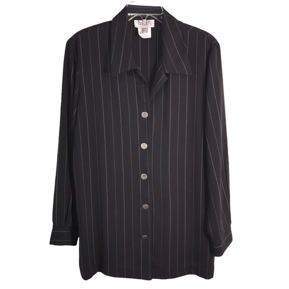 Vintage Tops - Vintage Pinstripes Classy Tunic Length Shirt